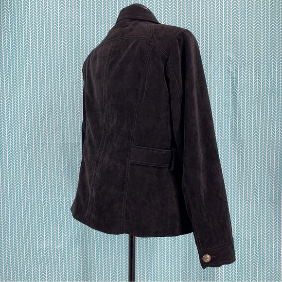 Click Collection Black Microsuede Zipper Closure Jacket, 12 - Picture 11 of 16